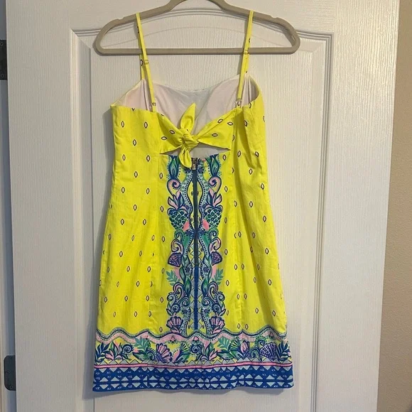 Lilly Pulitzer Yellow Floral-Striped Spaghetti Strap Mini Dress - Picture 2 of 4